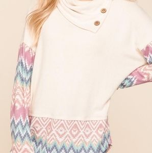 Printed Button Detail Long Sleeve